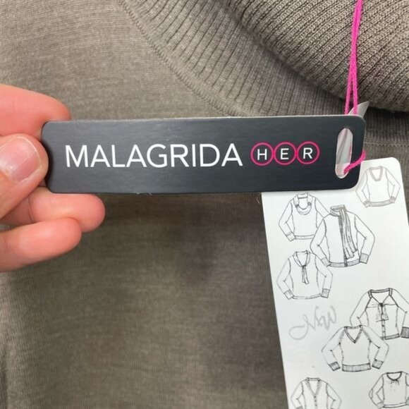 Malagrida Her Brown Cowl Neck Long Sleeve Wool Blend Dress Large Italian NWT - Picture 6 of 12